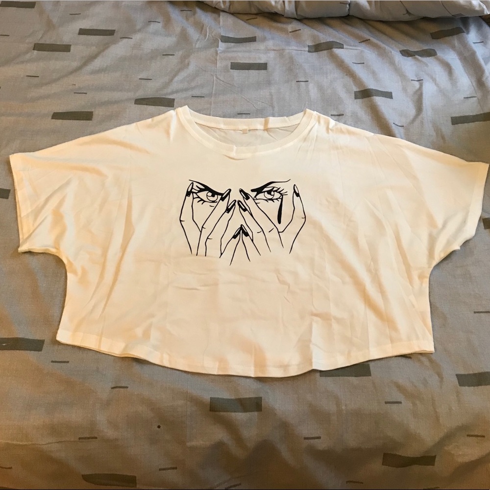 Cropped Graphic t-shirt tee, white